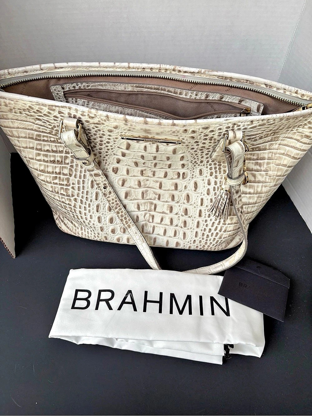 Brahmin Medium Misha Tote Cream & Brown